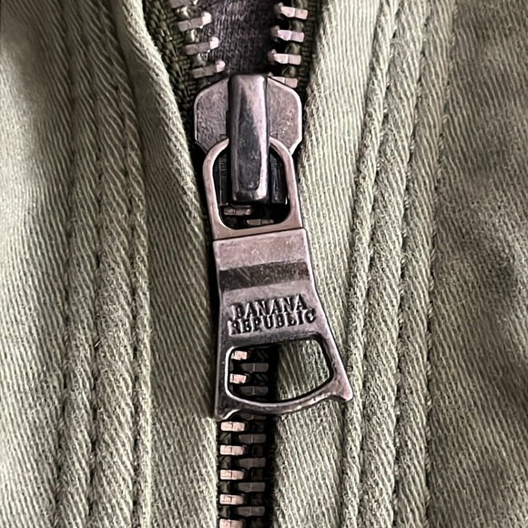 Banana Republic | Army green moto brushed cotton jacket Womens size 6 stretch - Picture 10 of 11